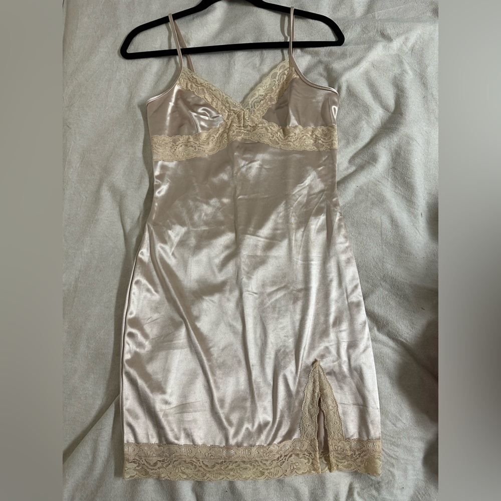 Gold vintage lingerie style mini dress